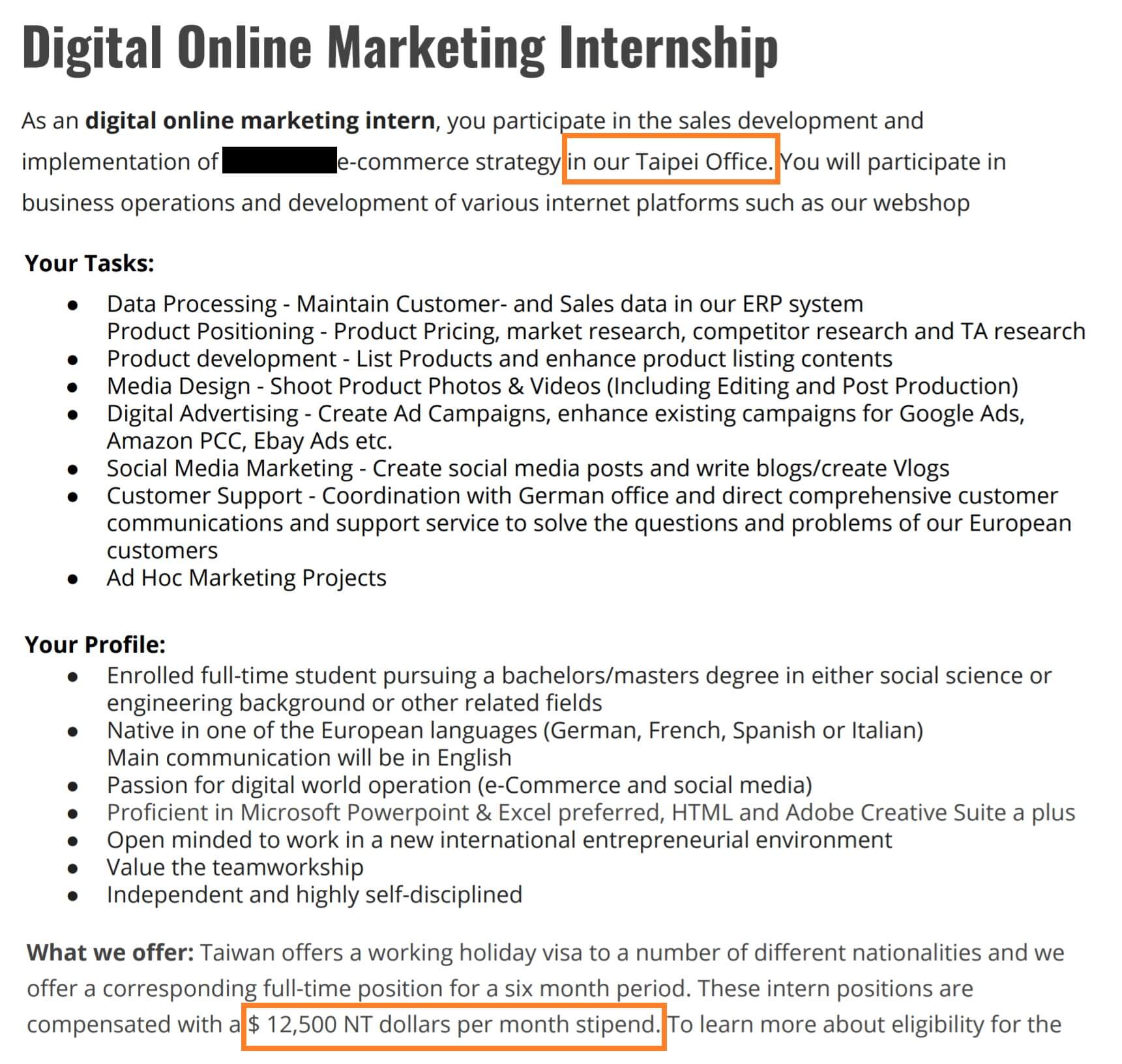 How and Where to find paid Internships Digital marketing in Taipei Taiwan TW by yourself